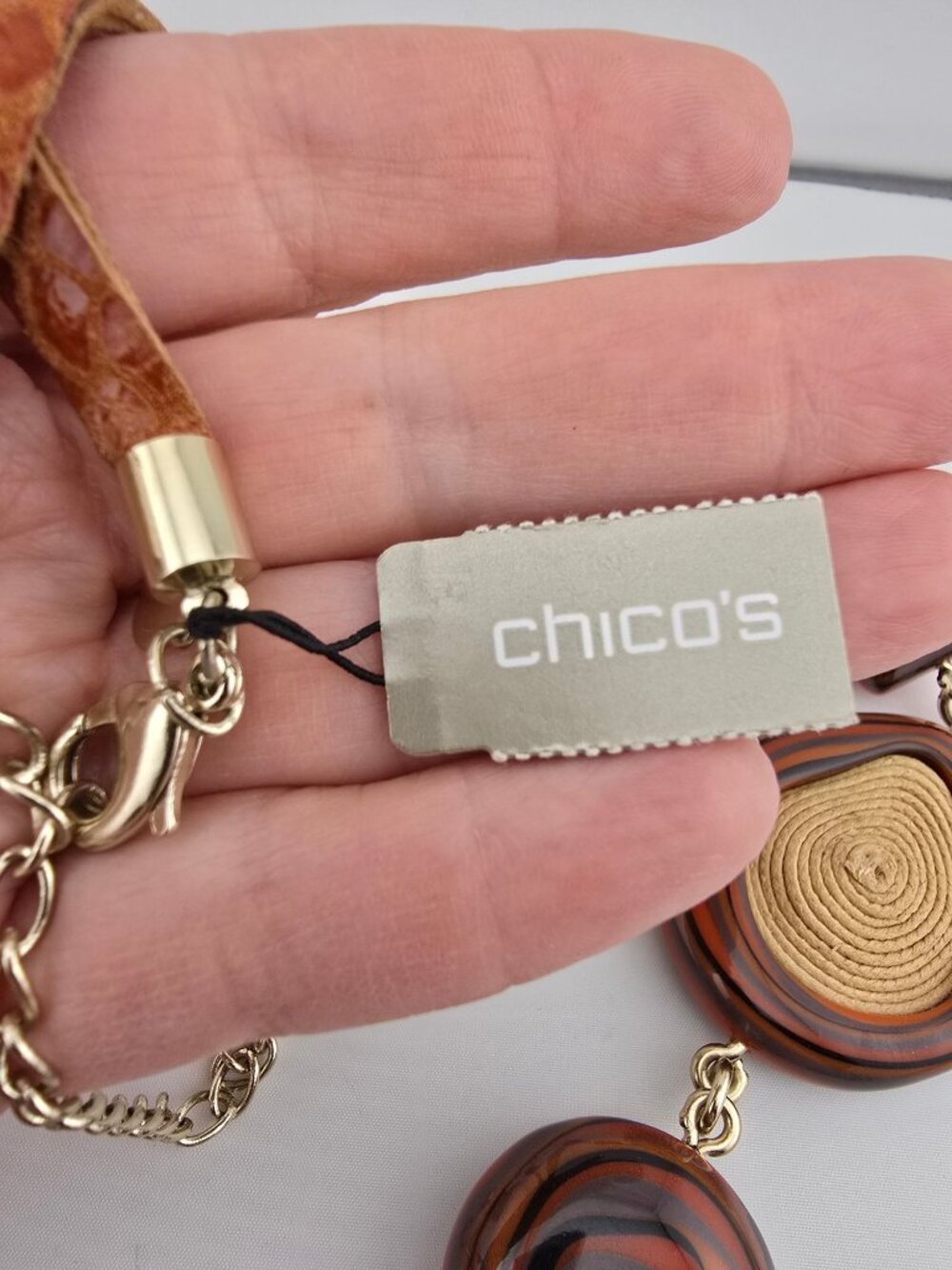 NWT Chicos Imane Long Necklace Orange MCM Boho Statement 36" - Picture 8 of 11
